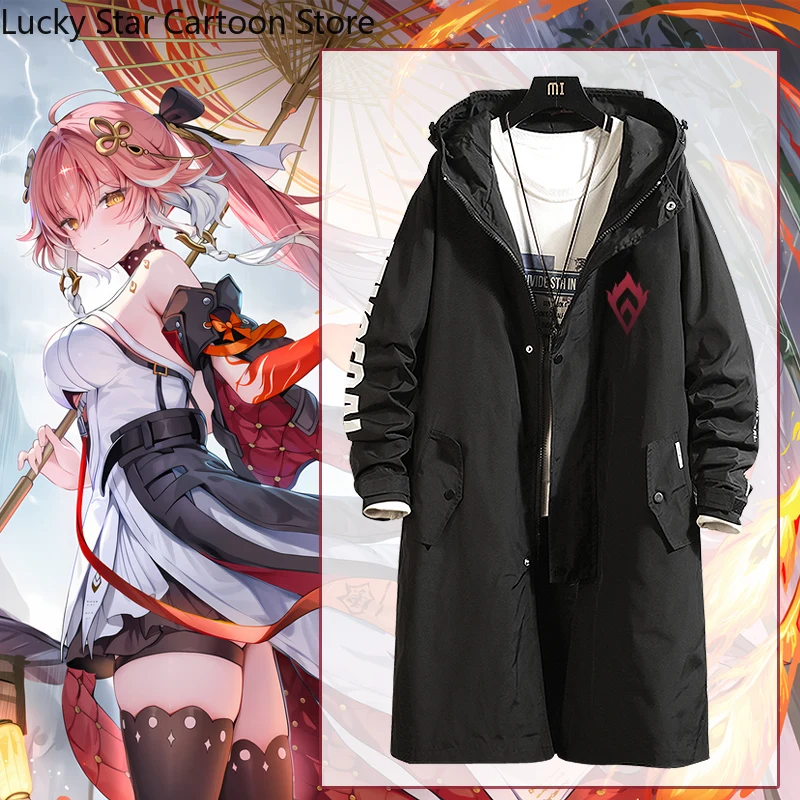 أنيمي Wuthering موجات Changli لعبة تأثيري حلي طويلة خندق معطف سترة الخريف الشتاء موضة عادية كول للجنسين سترة واقية
