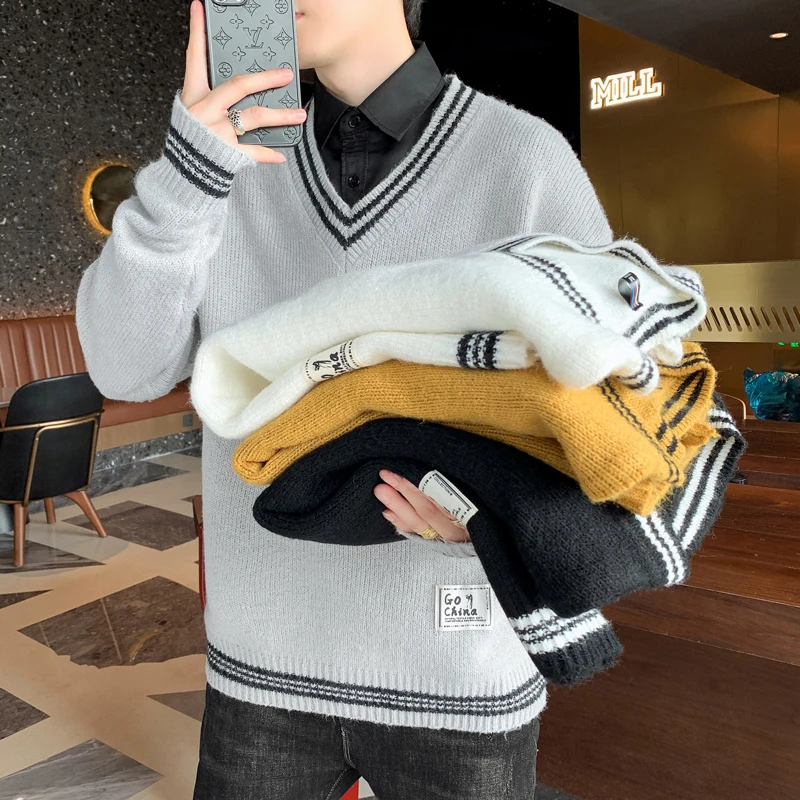 

Solid Round Neck Spring Basic Stretch Knitwear Long Sleeve Ribbed Knitted Top Lightweight Sweatshirt Men Autumn Pullover Sweater