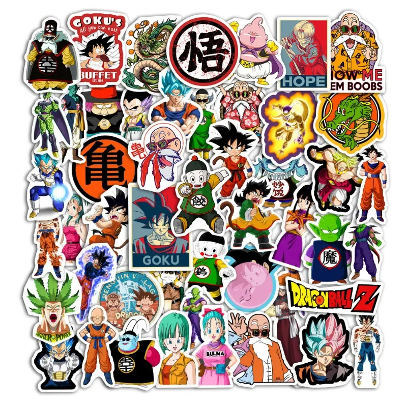 50pcs Dragon Ball Stickers - Personalize Your Suitcase, Skateboard and Notebook with 50 Non-Repeating Stickers