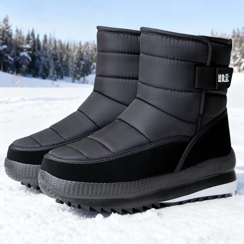 

New Men's Winter Boots Warm Plush Snow Boots High Quality Waterproof High-Top Men's Ankle Shoe Outdoor Men Hiking Boots Sneaker