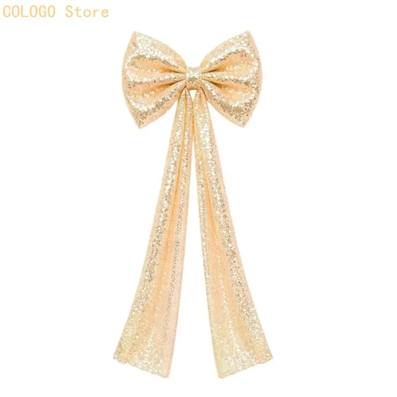 Decorative Holiday Bowknot Piece with Reflective and Long Bowknot Lengths for Tree Display, Railings and Party Zones D0LD