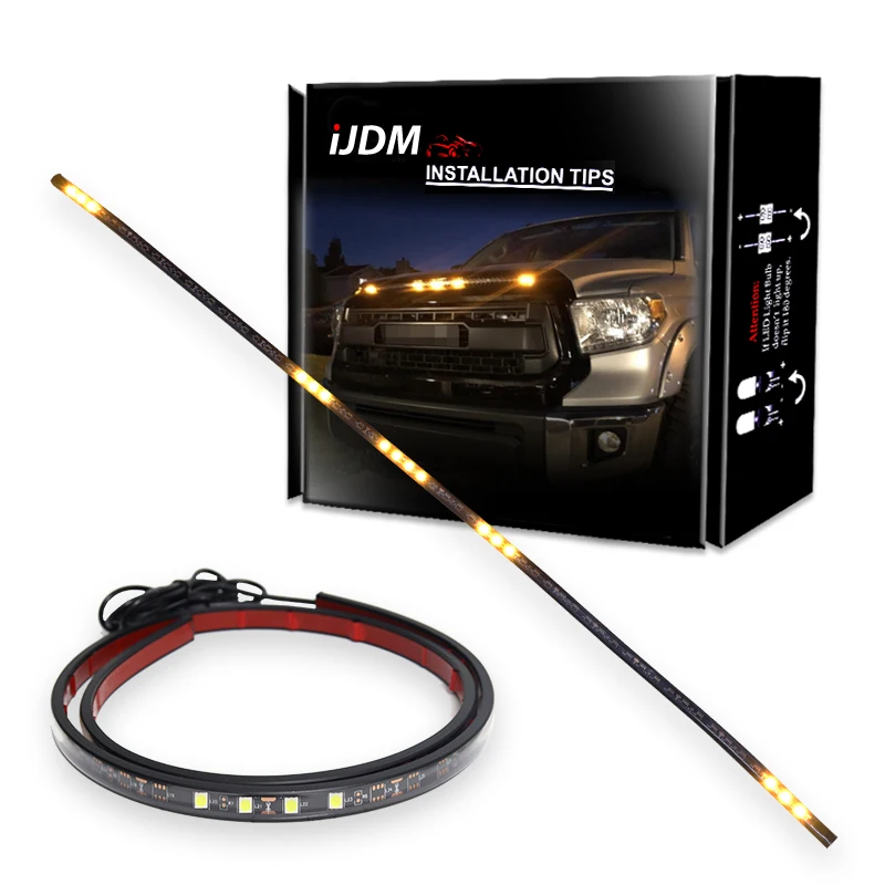iJDM 5-Bar/Section Hood Bulge Behind Grille Light For Toyota 2014-2021 Tundra Front Grill Lighting Running/Position Lights