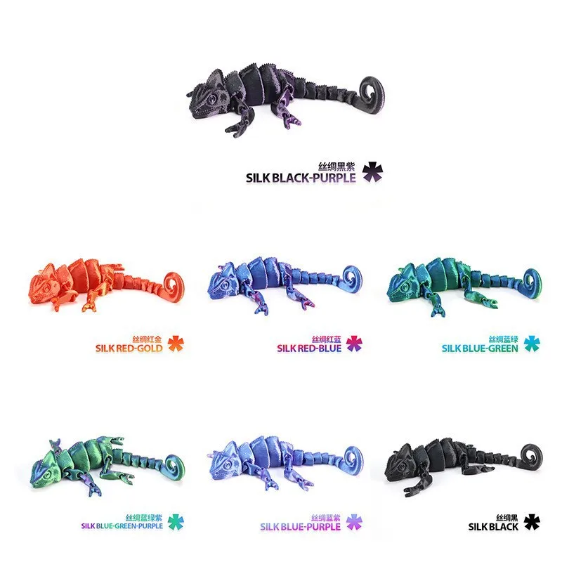 15cm Fashion 3D Printed Dragon Chameleon Figures Multi-joint Movable Simulation for Home Accessories Kids Gift Room Decoration