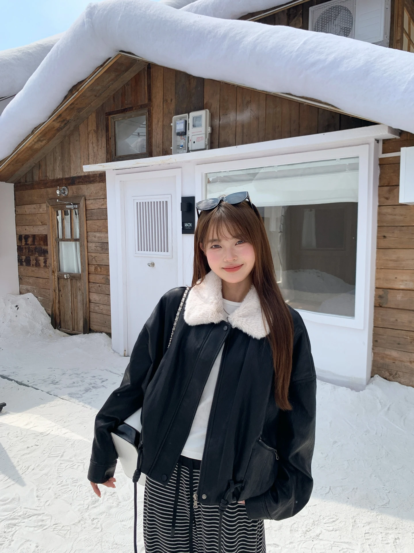 

Retro American Fce Lined PU Leather Biker Jaet Women's Winter Faionable Warm ort Coat Slimming Motorcycle Clothes