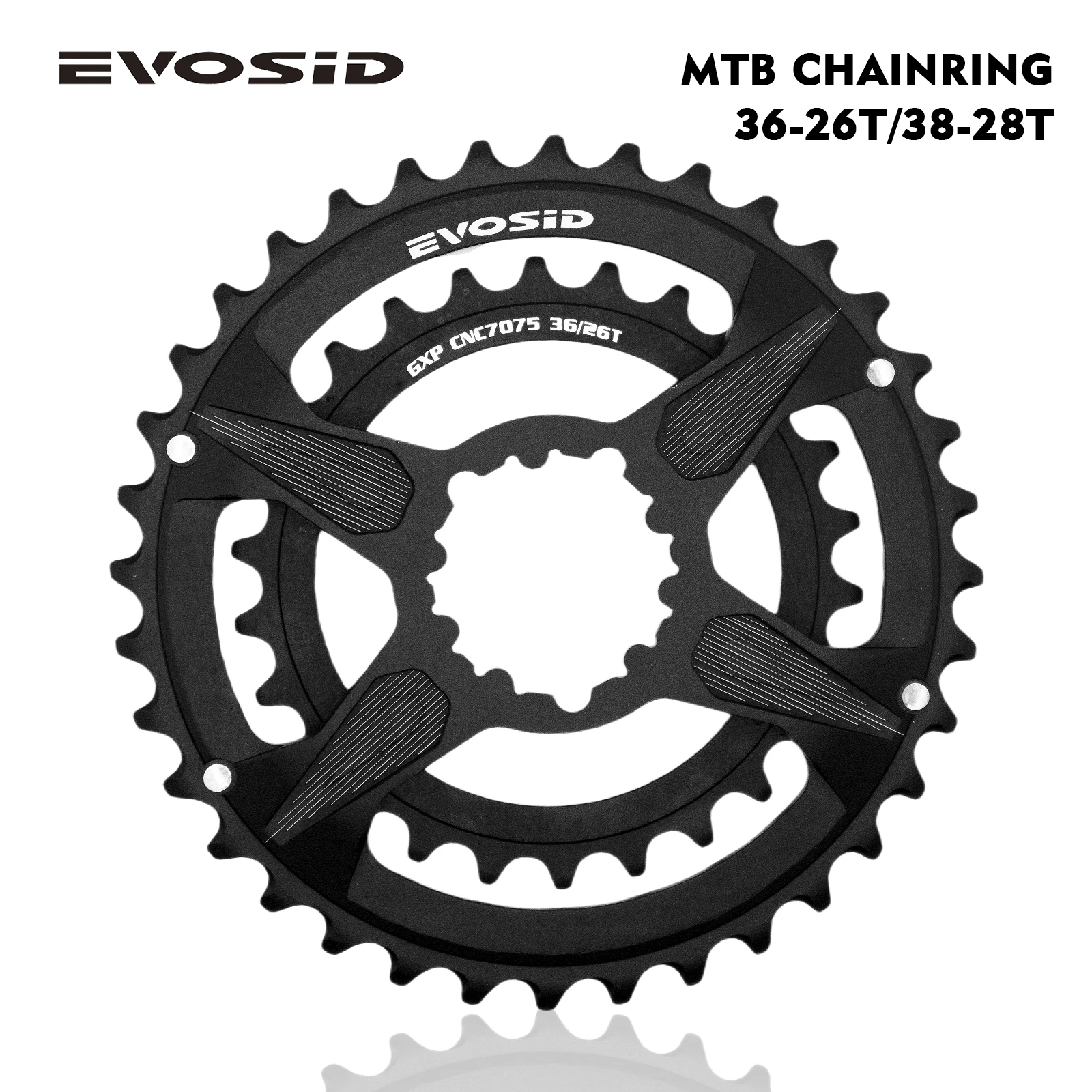 

EVOSID MTB велосипедная звездочка 38-28T звездочка для горного велосипеда 36-26T 2x8/9/10/11/12S MTB велосипедная двойная цепная колеса шатуны 3 гвозди