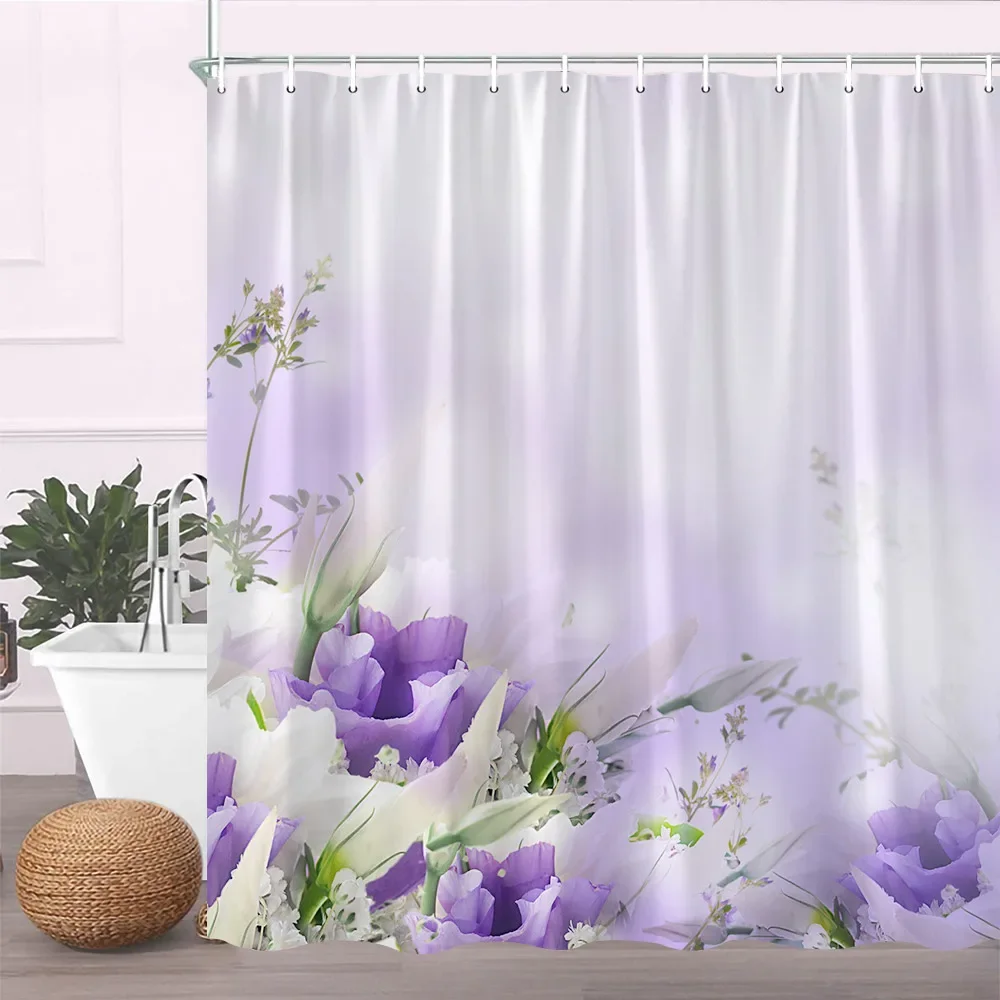 Plant Flower Shower Curtains Dandelion Watercolor Butterfly Floral Bath Screen Garden Bathroom Accessories Set Home Decor Fabric