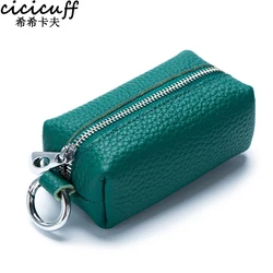 Porte-clefs en cuir véritable pour femmes, pour hommes et femmes, organisateur de clés de voiture, avec fermeture éclair, porte-monnaie