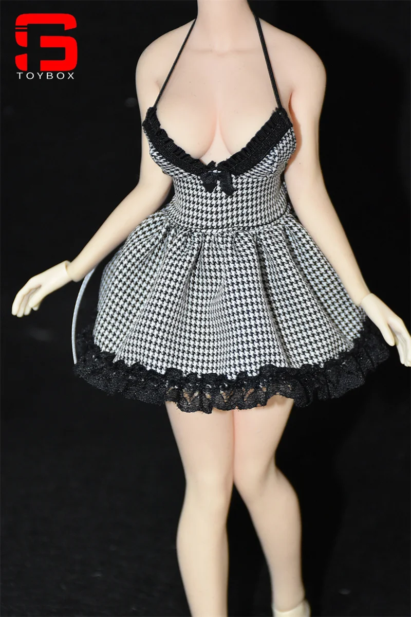 In Stock 1/6 Scale Female Printed Slip Dress Lace Short Skirt Clothes Model Fit 12'' TBL S52 S34 S07 Action Figure Body Doll