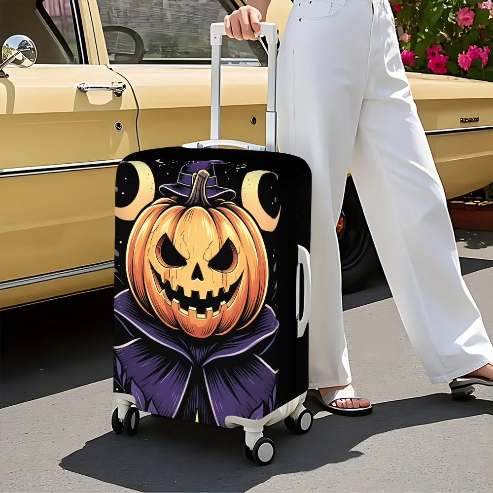 

1PC Halloween Pumpkin Print Luggage Cover for luggage sizes 18-32 inches; dust and elastic travel accessories to effectively pro