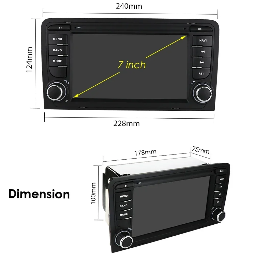 7862 2din Android Autoradio for Audi RS3 Sportback A3 8P S3 2003-2012 Car Radio Multimedia Video Player GPS Head Unit Carplay 4G