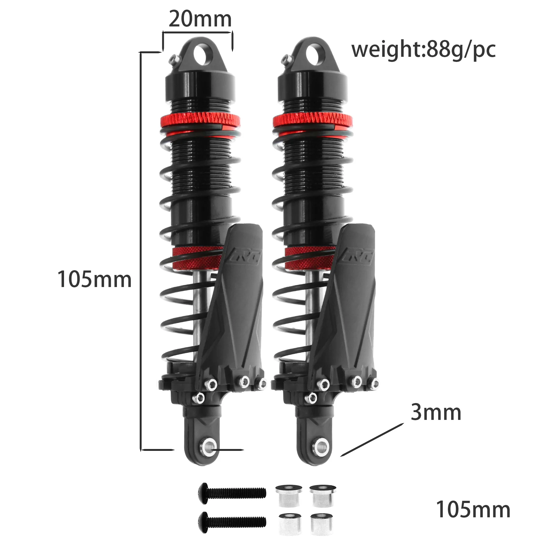 RS Aluminium Schokdemper 90/95/105/115mm Demper Voor 1/10 RC Crawler Auto Vliegende God korte Kaart Grote Voet Auto Model Auto Upgrade