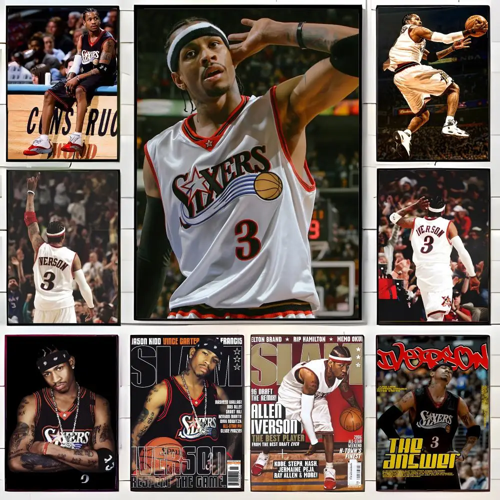 Basketball Legend A-Allen Iverson Poster Wall Art Print Decorative Mural Home Decor Gift Unframed