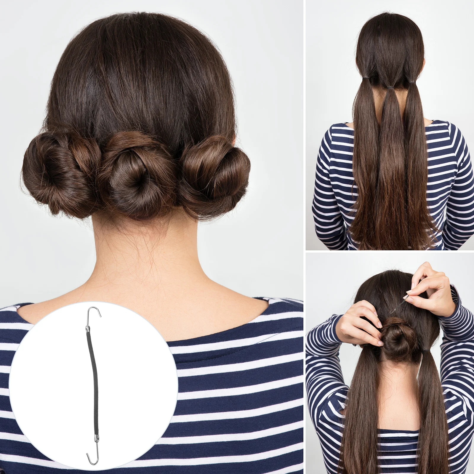 

Держатель эластичных лент, банджи-конский хвост, крючки для волос, ленты для густых волос, крючки для создания хвоста, гладкие хвостики