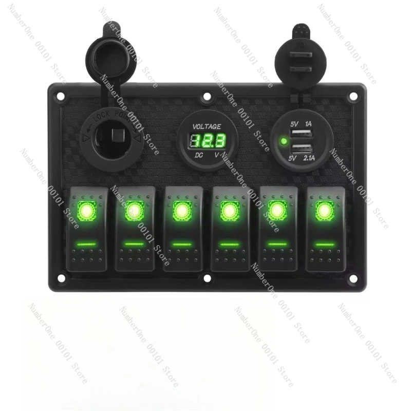 

Yacht Control Panel Switch Combination 6-position RV Modified Ship Switch Panel USB Charger Voltage