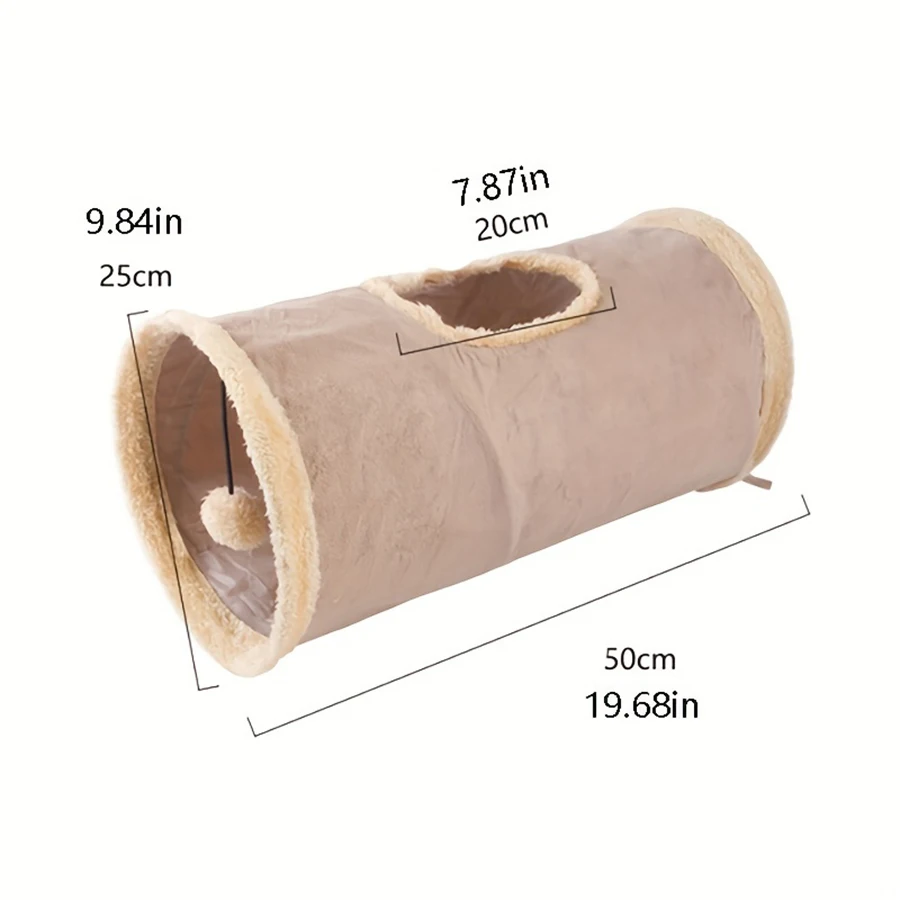 Cat Tunnel Durable Suede Collapsible Cat Play Tube Toys with Play Ball Indoor Cat Play Tunnel