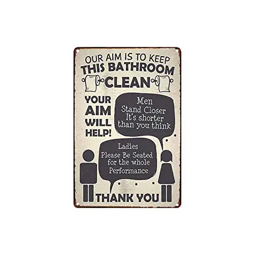 metal tin sign Our aim is to Keep This Bathroom Clean for Bar Cafe Garage Wall Decor Retro Vintage 7.87 X 11.8 inches