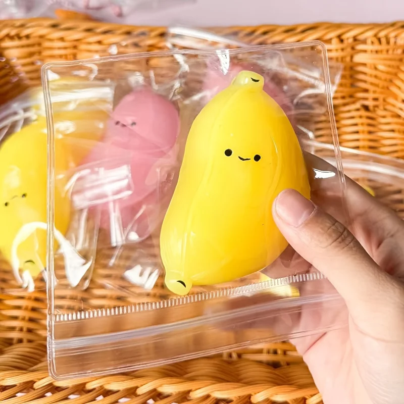 Cute Smiling Banana Squishy，Sticky and Slow to Rebound，Cute Desktop Toy，Soft Squeeze Toy，Suitable for Holiday Gifts