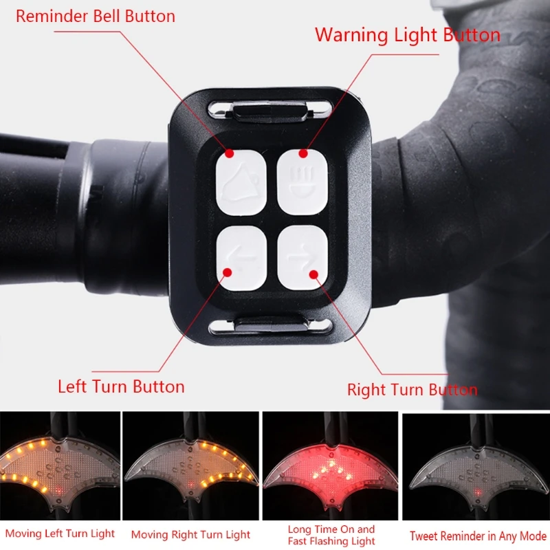 

Motorcycle Riding Tail Light Led Lights Wireless Remote Control Turn Signal Horn Light Usb Charging Night Riding Warning Light