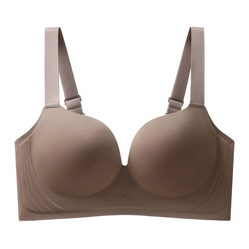 UBAULarge size glossy non-marking underwear female thin section without steel ring gathered vice bra anti-sagging adjustable bra image 2