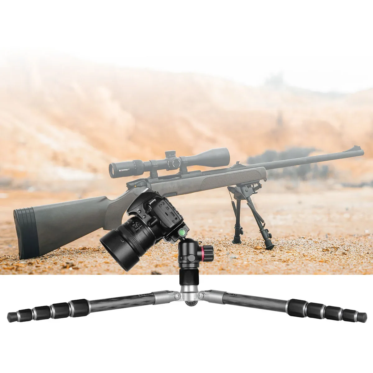 KINGJOY A81+T11 Height Adjustable 360 Degrees of Rotation Carbon Fiber Tripod Hunting Sticks Huntingtripod