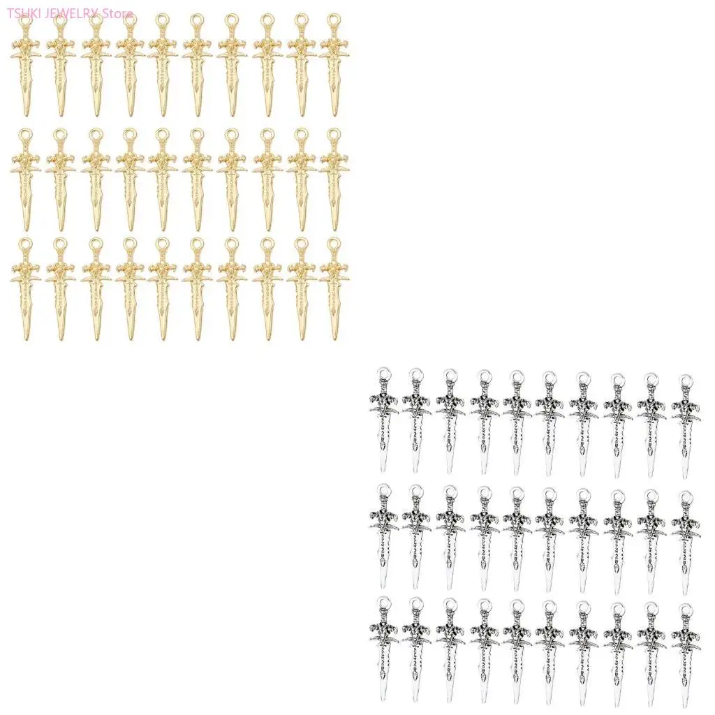 

62KE 30PCS Mini Swords Charm Jewelry Making Part Necklace Pendants Suitable for Jewelry and Handmade Craft Pendant Accessories