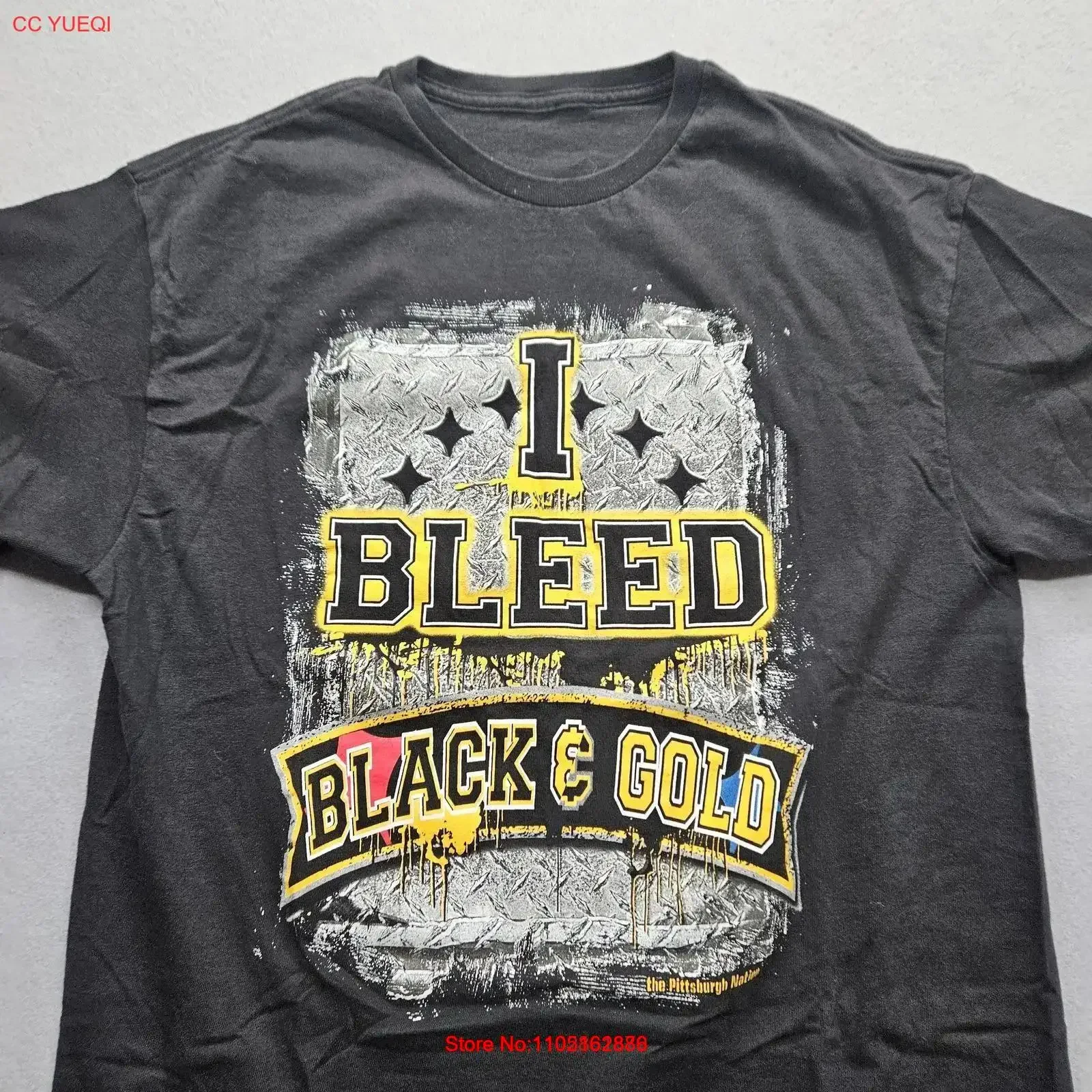 I Bleed Black Gold Men's Large  T Shirt vintage Washed Soft Comfortable streetwear Versatile homme graphic