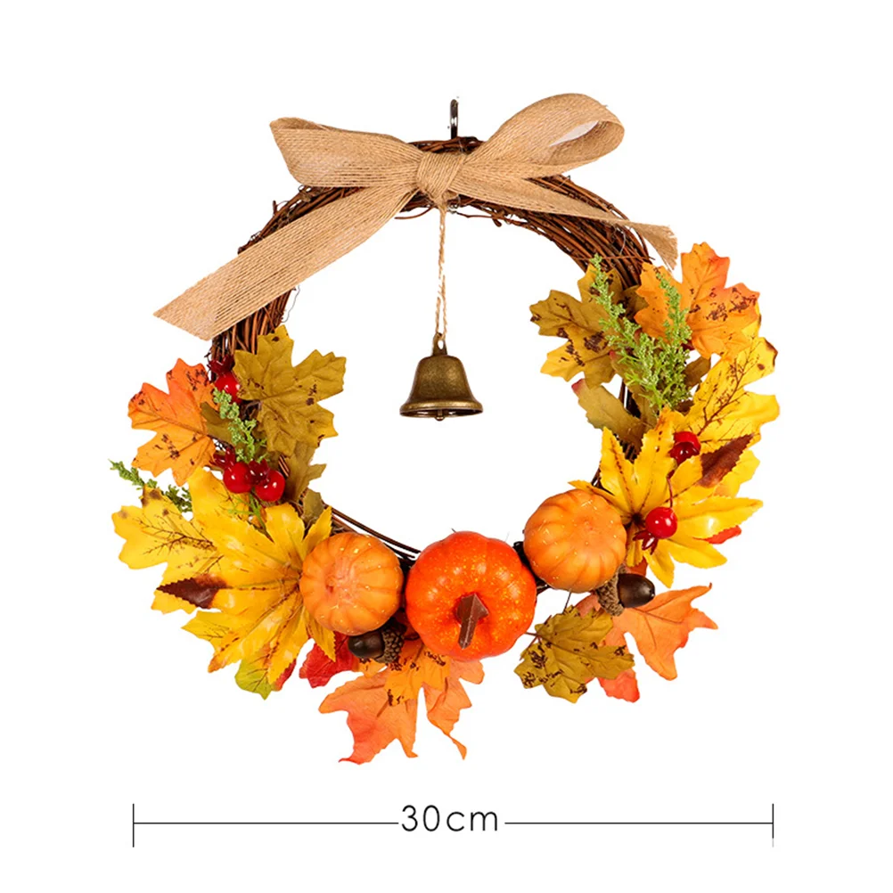 Harvest Day Fall Door Wreath Christmas Garland Artificial Maple Leaf Front Decor