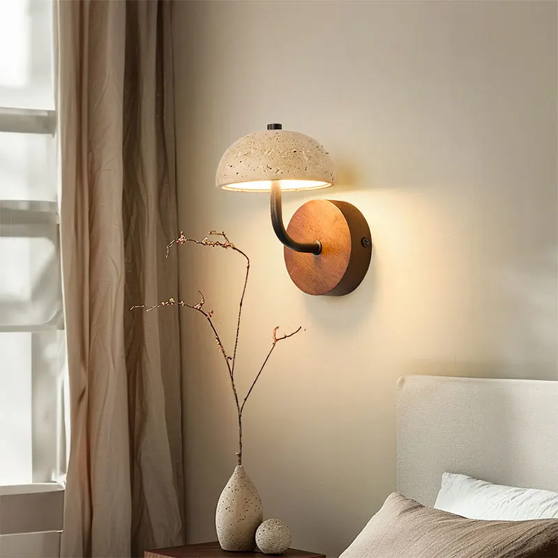 Retro Cream Style LED Wall Lamp Natural Yellow Limestone Wall Lamp Bedroom Staircase Indoor Outdoor Home Decoration Lighting