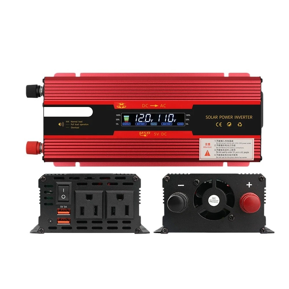 Digital display car power inverter, 12v24v to 110v, solar energy, household power converter, various specifications available
