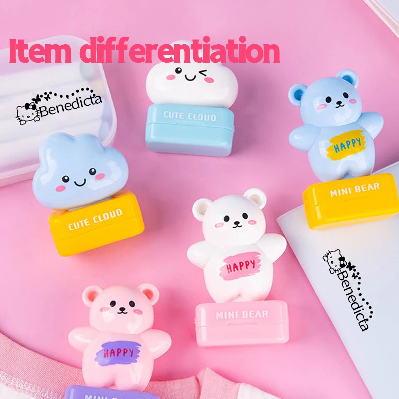 Carimbo personalizado com nome de urso de desenho animado – à prova d'água, lavável e que não desbota – perfeito para roupas e presentes de jovens