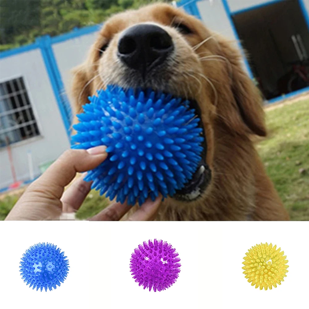 Pet Dog Ball Toys Cat Puppy Sounding Toy Interactive Squeaky Tooth Cleaning Ball TPR Training Pet dog Teeth Chewing Thorn Balls