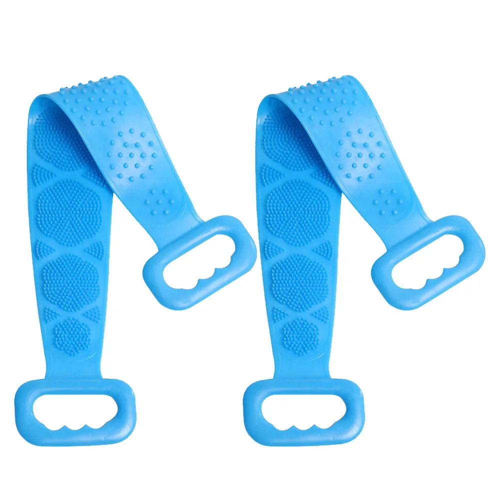 

2 Pcs Shower Towel Silicone Bath Long Strap Body Exfoliating Back Cleaning Bathroom Supplies Massaging Deep