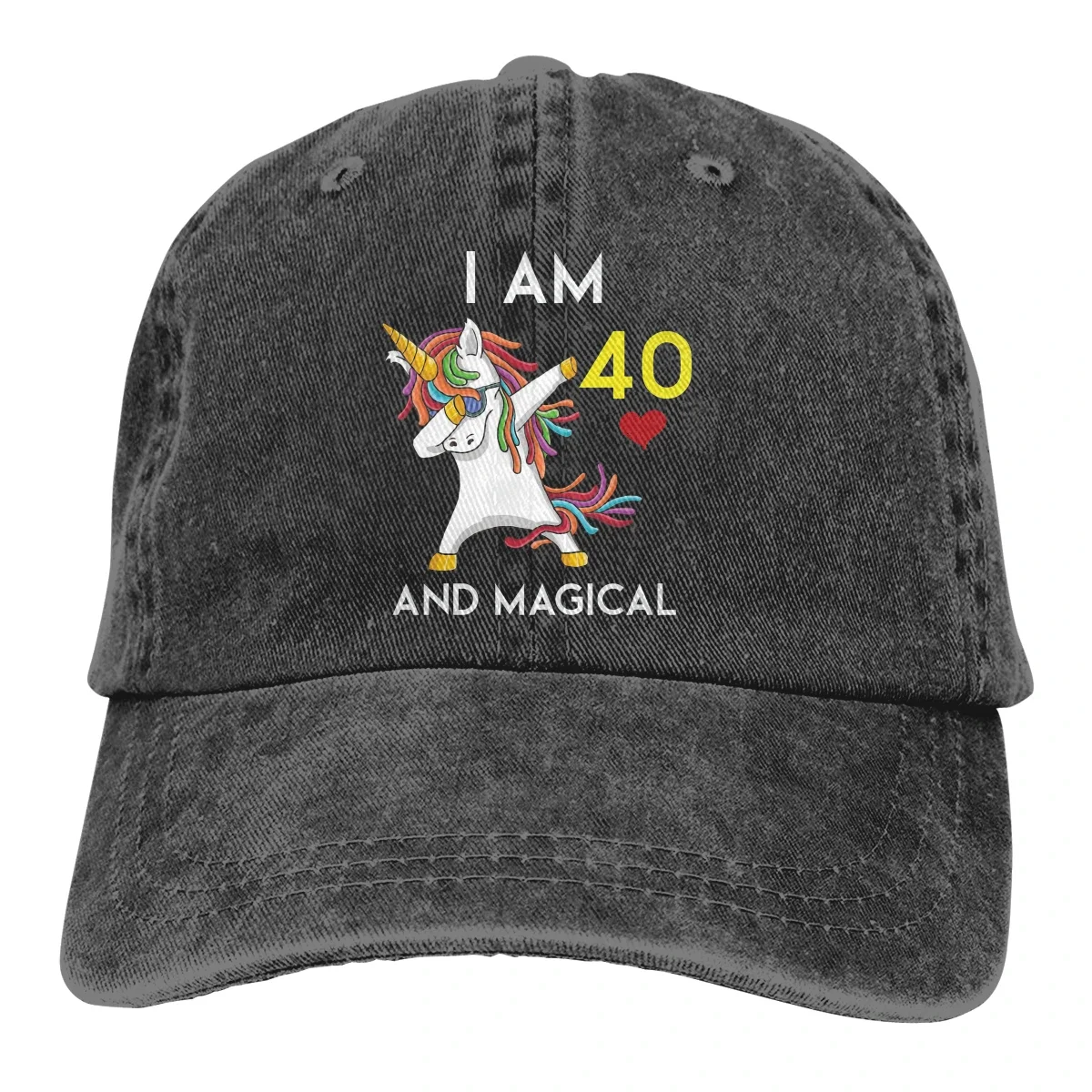 Adjustable Solid Color Baseball Cap I Am 40 And Magical Cute Unicorn Dabbing Washed Cotton 40 Years Old Born in 1981 Sports Hat