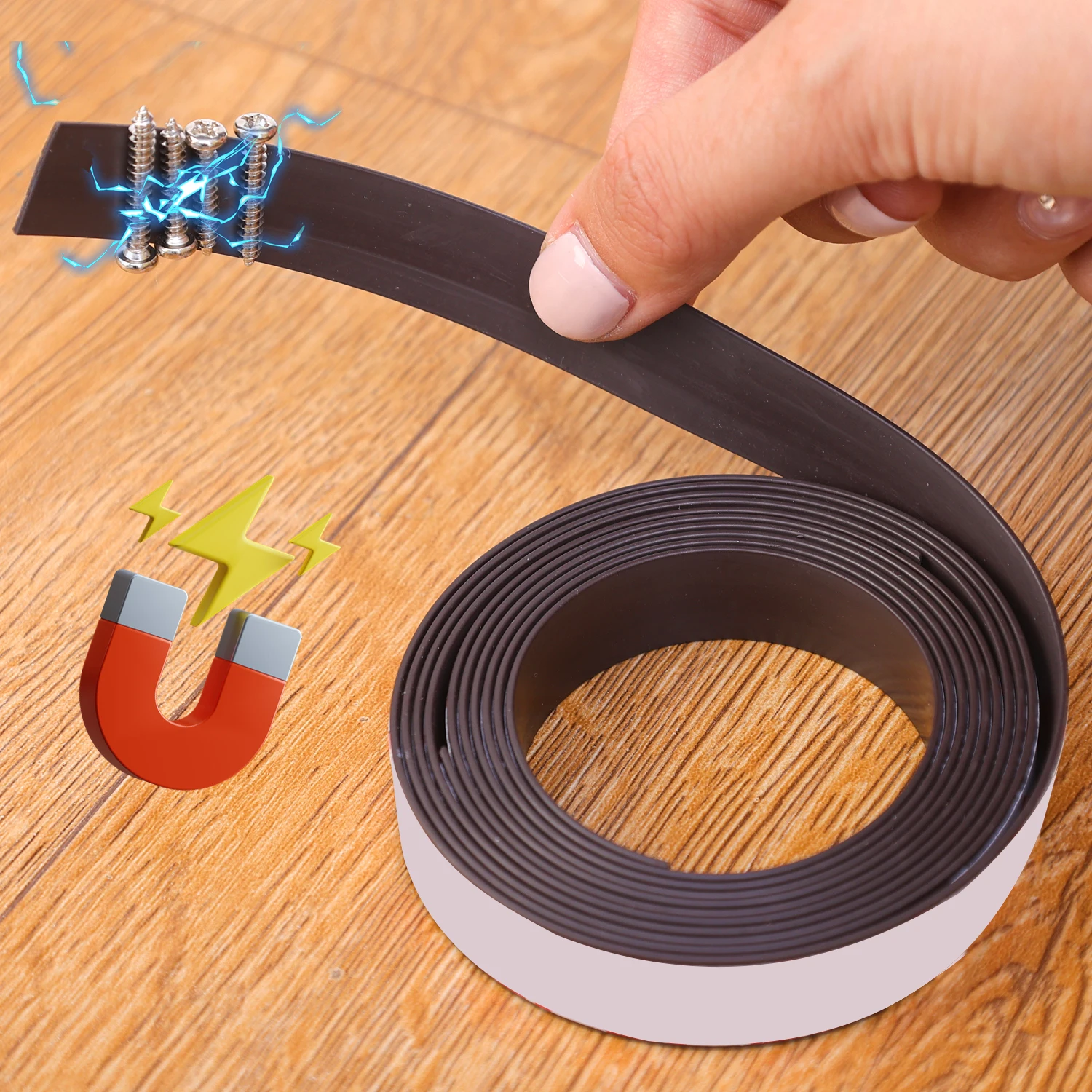 100/300CM Strong Magnet Rubber Strips Adhesive DIY Photo Poster Fridge Flexible Magnets Roll Home Office Storage Magnetic Tape
