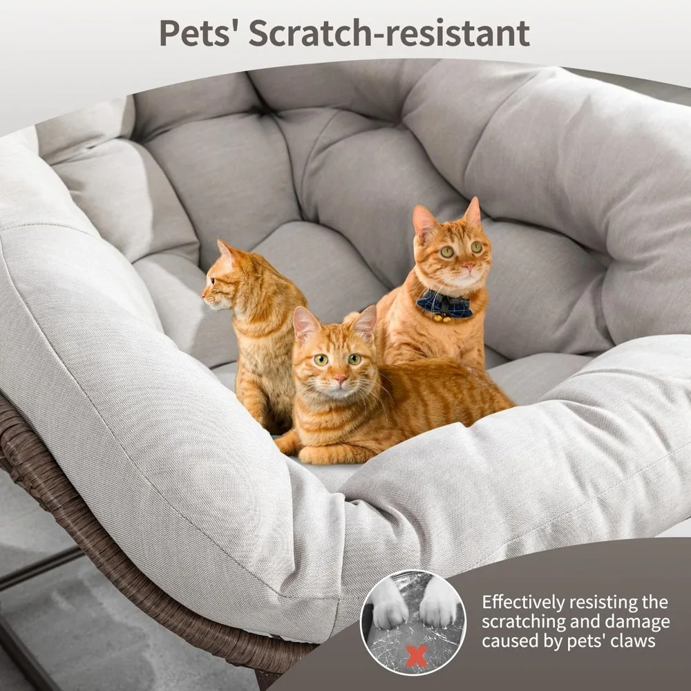 كراسي هزازة للفناء الخارجي من HOMEFUN، كرسي باباسان روك كبير الحجم داخلي مع وسادة مبطنة - بيضة هزازة للشرفة الأمامية، جارد