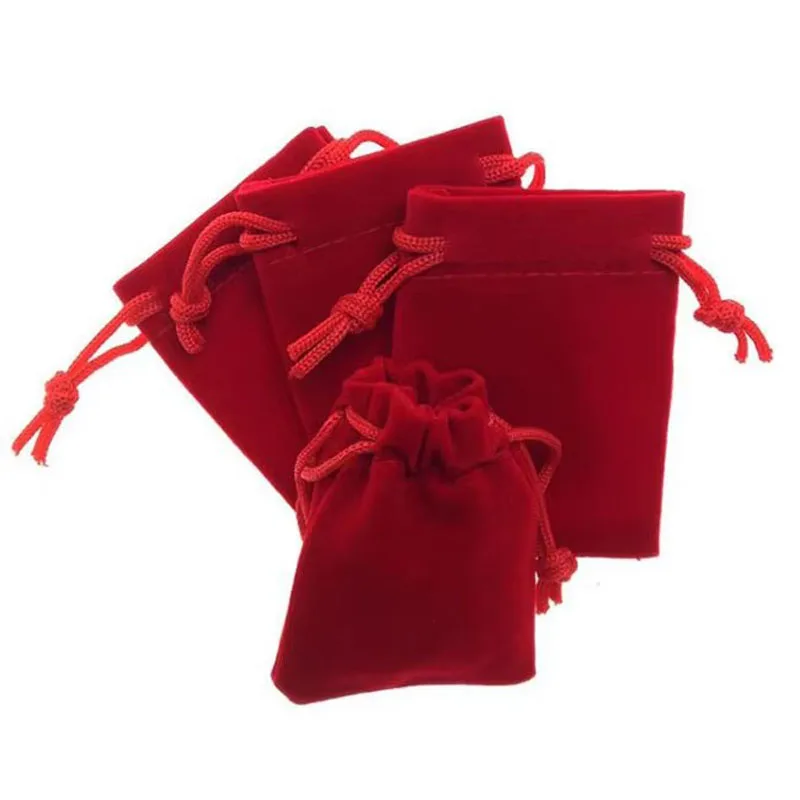 100 Pcs/lot 7x9cm Small Drawstring Velvet Pouches Colorful Jewelry Gift Packaging Bags for Necklace Earrings Rings