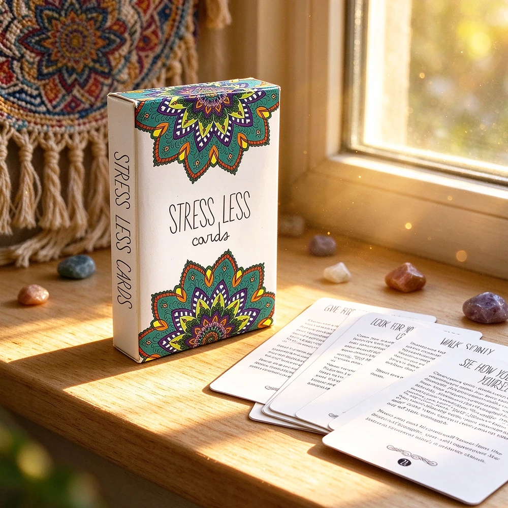 Stress Less Cards Oracle Deck Stress Relief Meditation Oracle Cards for Anxiety Healing Spiritual Self‑Care For Gift Giving