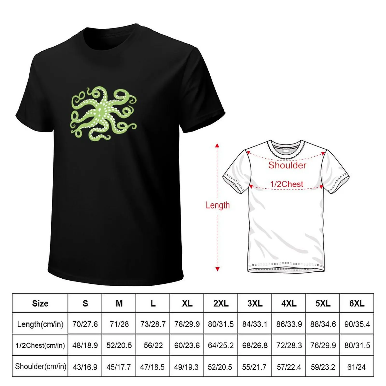 Tentacles (Spring Green) T-shirt korean fashion for a boy Blouse vintage clothes men t shirts