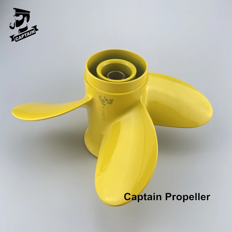 Captain Marine Boat Propeller 9 1/4X10 Fit Yamaha Honda Outboard Engine 8HP 9.9HP 15HP 20HP Aluminum Propeller 8 Spline 4 Blades