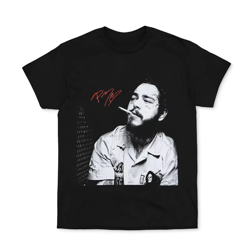 

Men's and Women's T-shirt Post Malone Short Sleeve T-shirt European and American Street Rock Rapper Portrait
