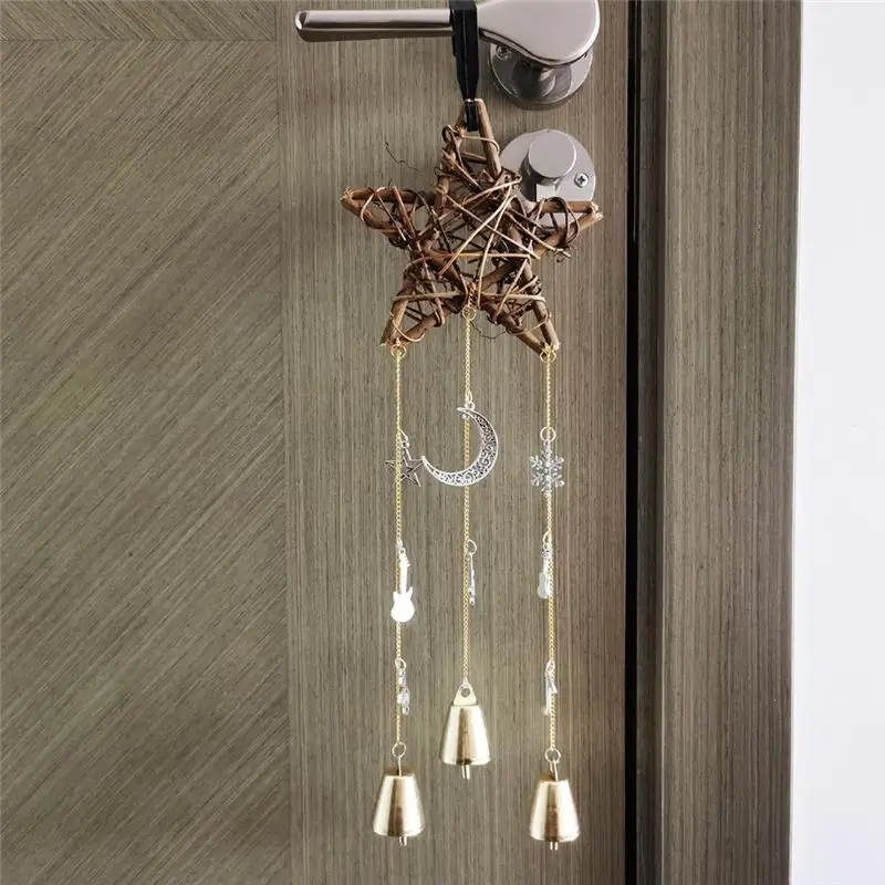 AT63-Witch Bells Protection Door Hangers Witch Wind Chimes Hanging Witch Bells Handmade Rattan Wind Chimes Decor