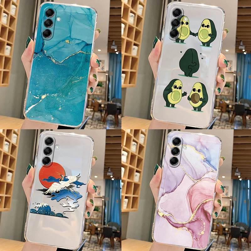 For Samsung Galaxy M14 M13 M23 M34 M54 M15 M55 M35 5G F15 F23 C55 F55 Red-crowned Crane Bird King Queen Crown Matte Clear Shells