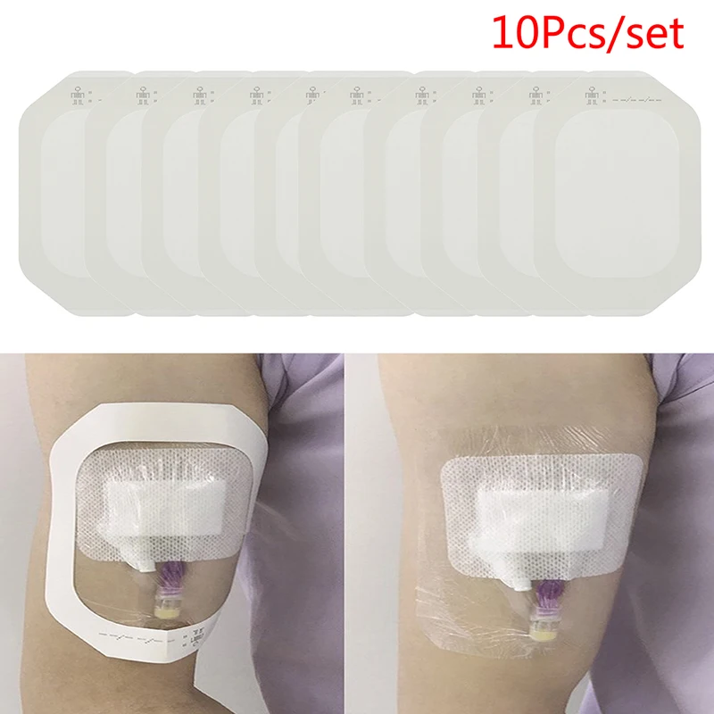 10Pcs PICC Catheter Placement Patch Sterile Transparent Waterproof Dressing Patch Intravenous Catheter Fixation Patch