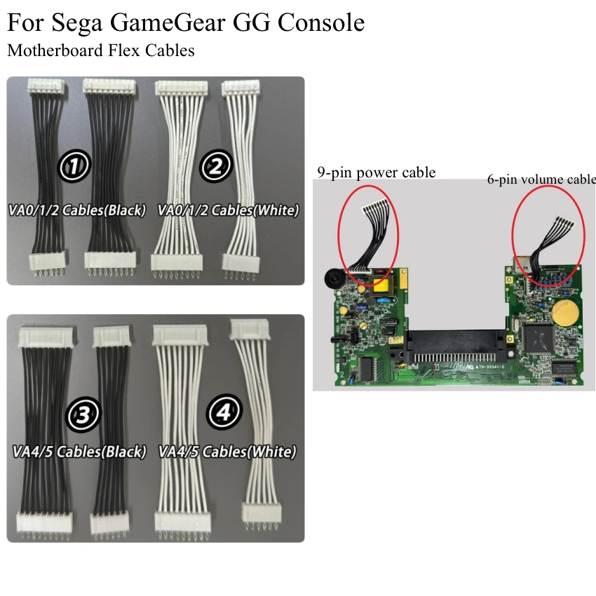 9P Power Cable 6-pin Sound Cable for Sega GameGear GG Console Motherboard Flex Cable Volume Board Power Board Connection Cable