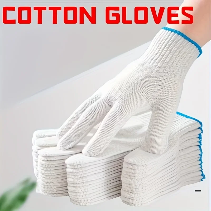 12 pairs of thickened and encrypted cotton yarn gloves, used for general labor, gardening, cleaning, and daily hand protection