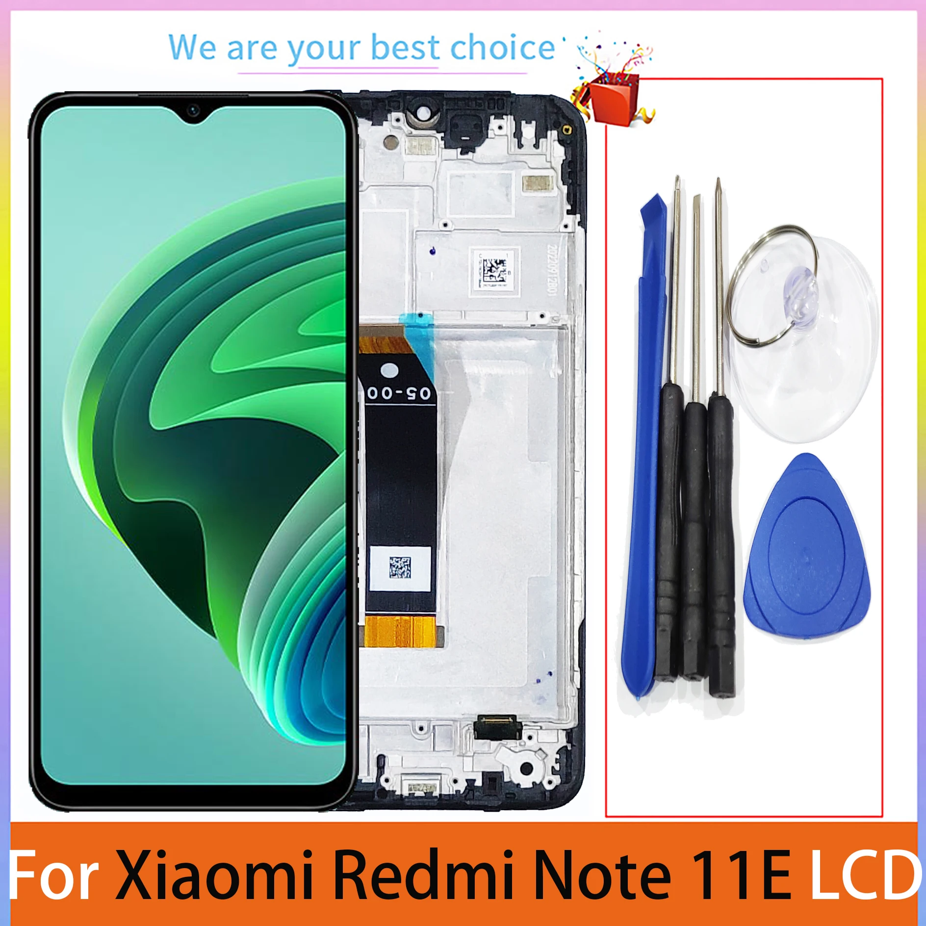 For Xiaomi Redmi Note 11E LCD Display With Frame Screen Touch 22041219C Panel Replacement Parts