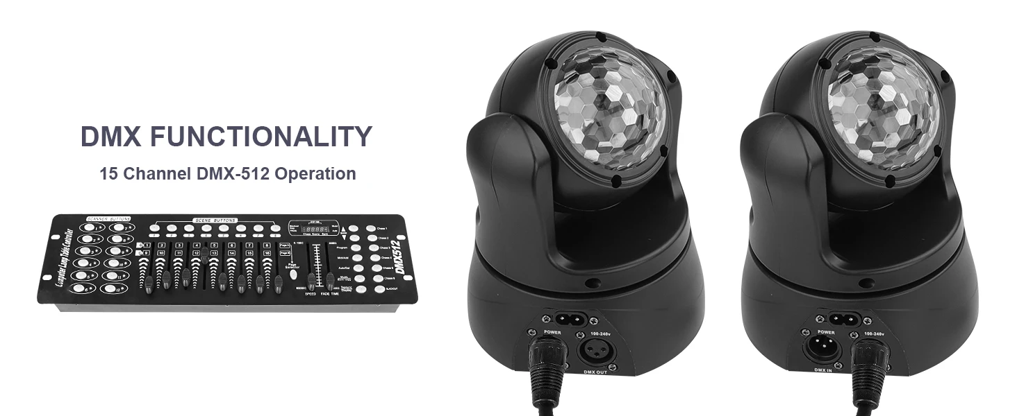 U'King 30W Mini Doppelseitiges Moving Head Licht LED Bühnenlicht RGBW Magic Ball Beam Effektlicht für Bar Disco DJ Party Bankett – Detail 5