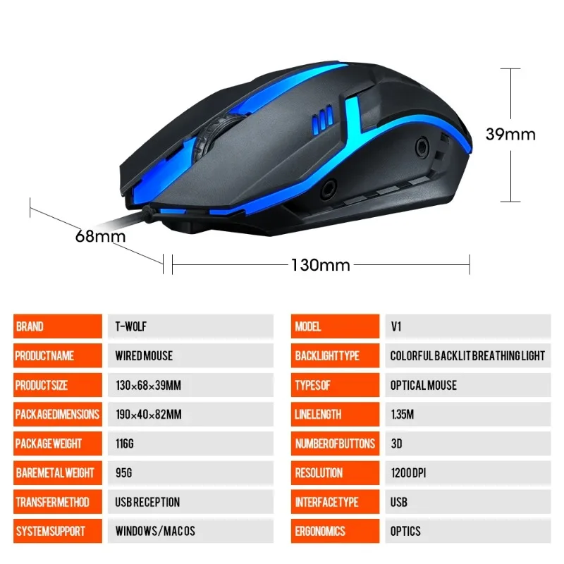 ماوس سلكي USB RGB ملون ماوس ألعاب رياضي إلكتروني ماوس سلكي مكتب ماوس الفئران للكمبيوتر المكتبي والكمبيوتر المحمول ويندوز iOS