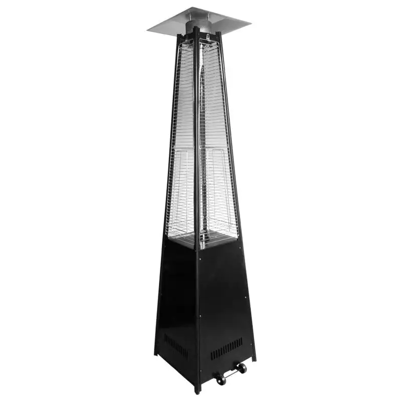 Modern Discount Pyramid Patio Gas Heater Freestanding Black Coated Steel Outdoor Warmer 13KW Manual Ignition