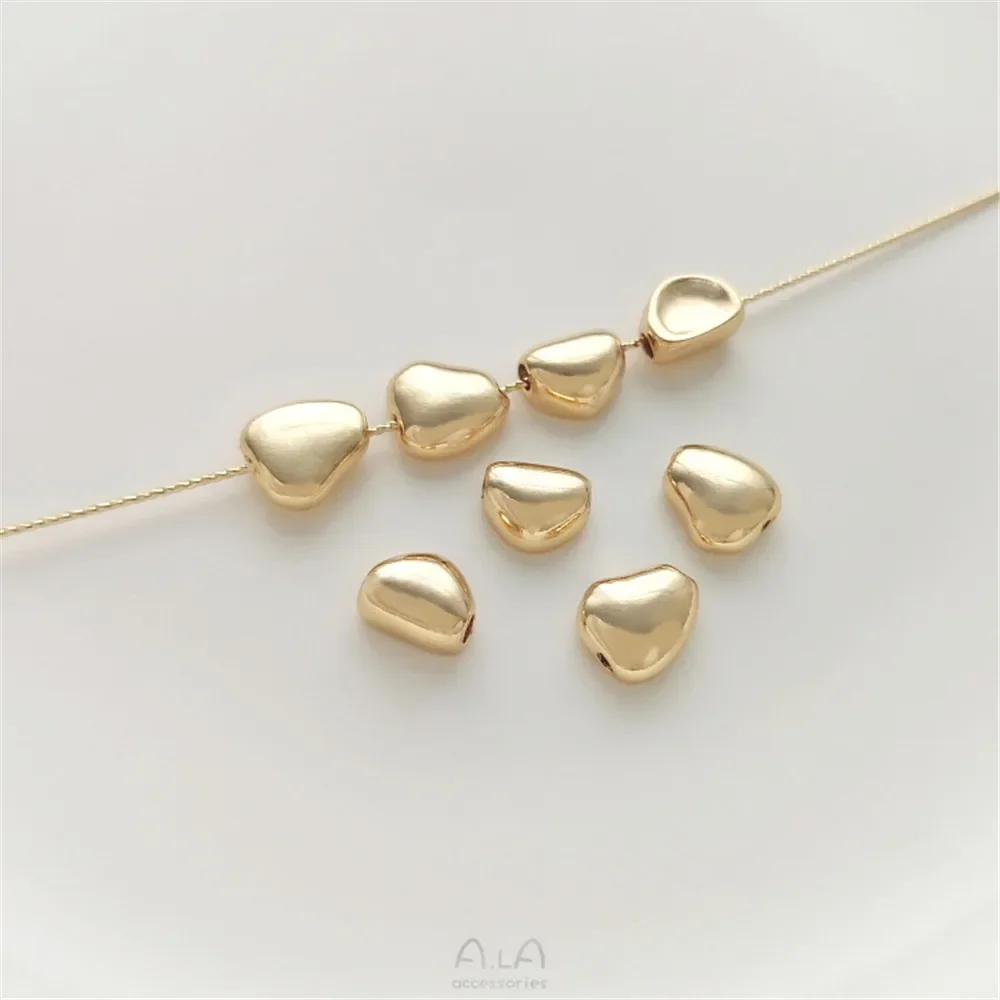 

14K gold coated irregular peach heart separated beads, bean through-hole separated beads, handmade DIY chain matching beads